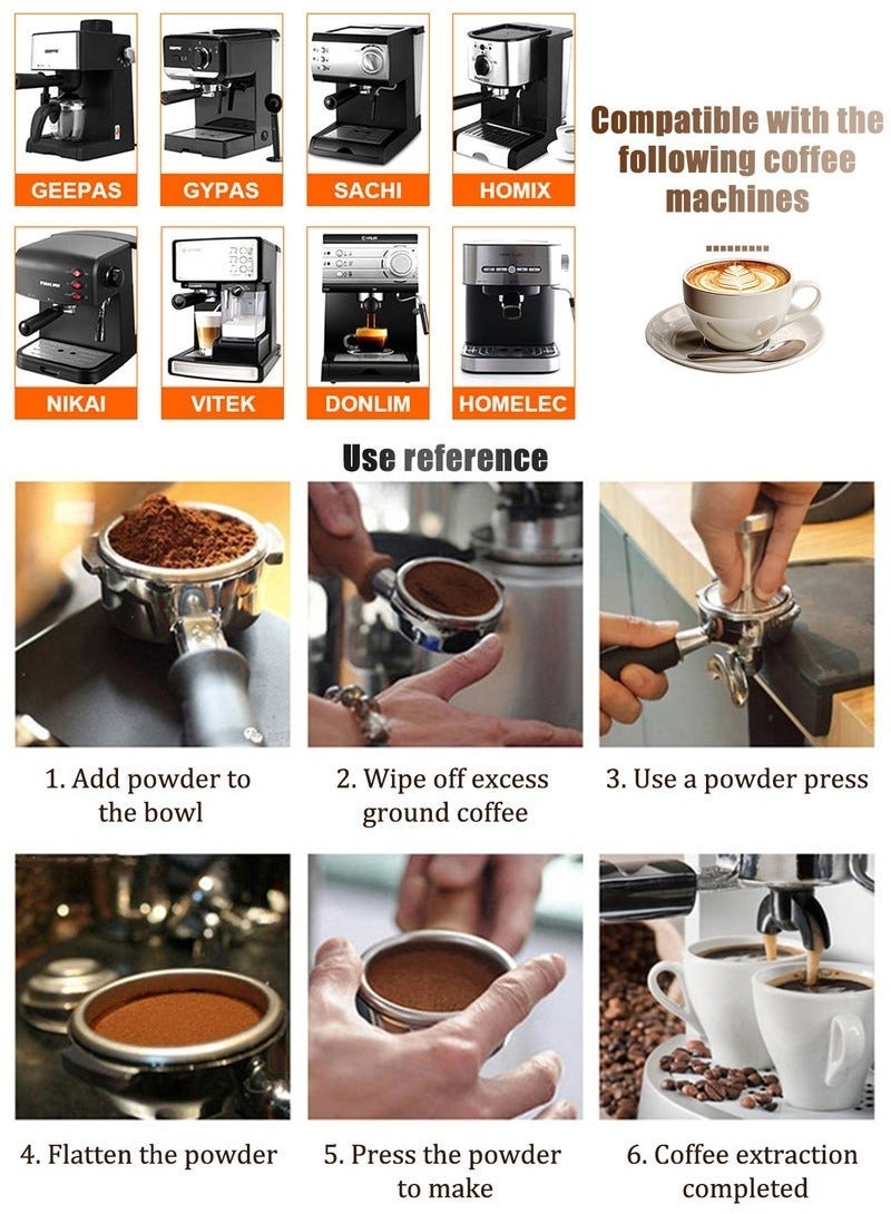 KIIUMI Coffee Bottomless Stainless Steel Portafilter With Filter Basket， Black， 51mm - Image 4